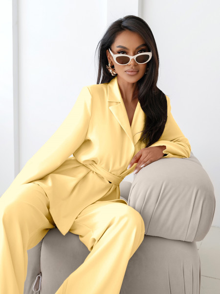 Garnitur marynarka i szerokie spodnie OMARI - bananowy 2