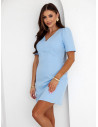 Sukienka mini z bufiastymi rękawami DOMIRA - błękitna