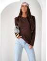 Wiskozowa bluzka z asymetrycznym dołem ELTRA - czekoladowa