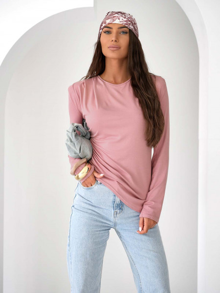 Wiskozowa bluzka z asymetrycznym dołem ELTRA - brudny róż 2