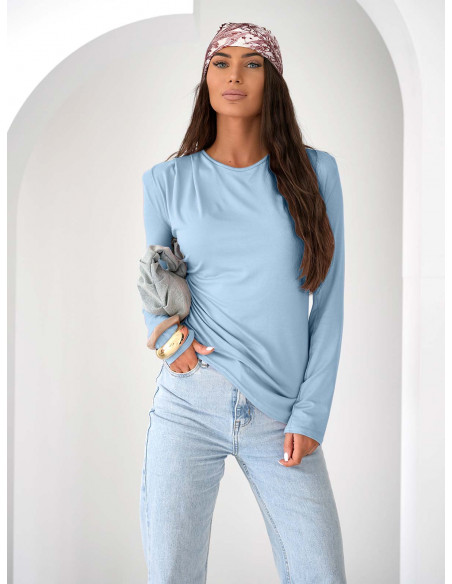 Wiskozowa bluzka z asymetrycznym dołem ELTRA - błękitna