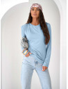 Wiskozowa bluzka z asymetrycznym dołem ELTRA - błękitna