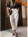 Spodnie mom fit z jeansu ORION - beżowe