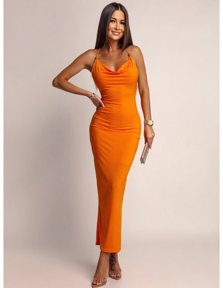 Dopasowana sukienka z odkrytymi plecami MORTIA - orange
