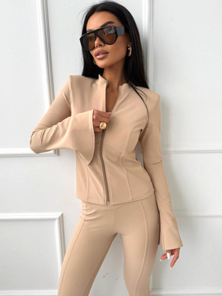 Dopasowany komplet bluza i legginsy PALERMO - beżowy