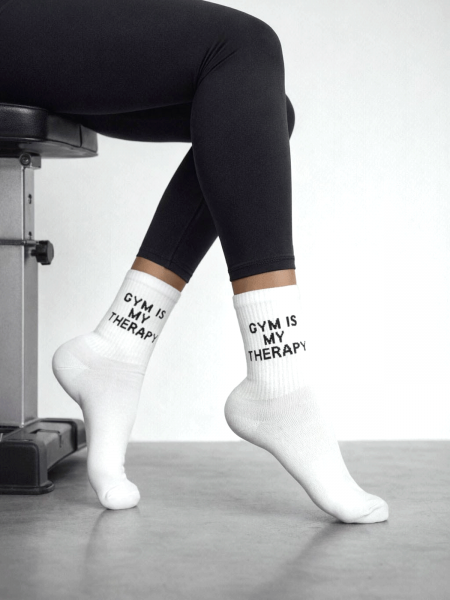 Skarpetki damskie GYM IS MY THERAPY - białe