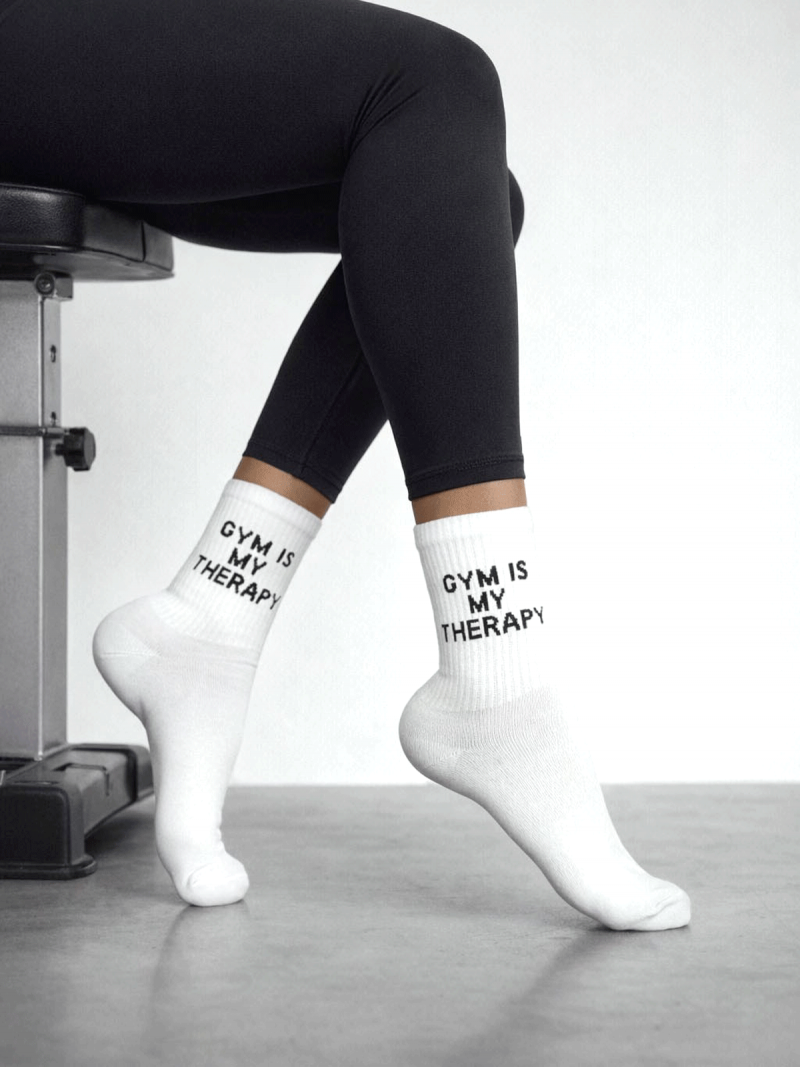 Skarpetki damskie GYM IS MY THERAPY - białe