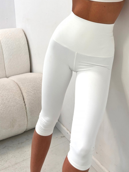 Legginsy rybaczki z wysoką gumą URBII - białe