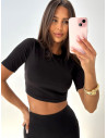 Dopasowana bluzka crop top EASYCHIC - czarny