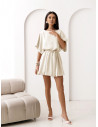 Kobieca sukienka mini oversize SIMONE - masełkowa