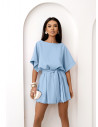 Kobieca sukienka mini oversize SIMONE - błękitna