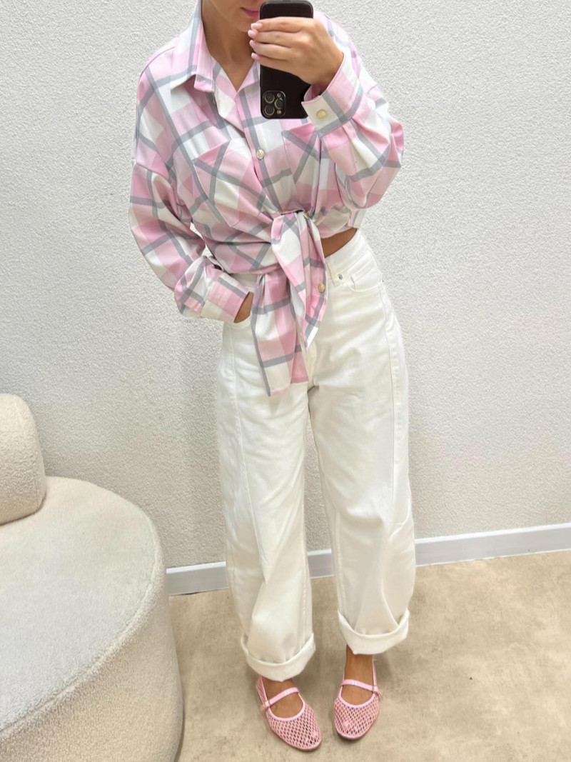 Spodnie mom fit z jeansu NIVOS - ecru
