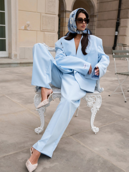 Stylowa marynarka oversize GILIS - błękitna