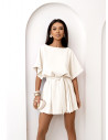 Kobieca sukienka mini oversize SIMONE - marcepanowa