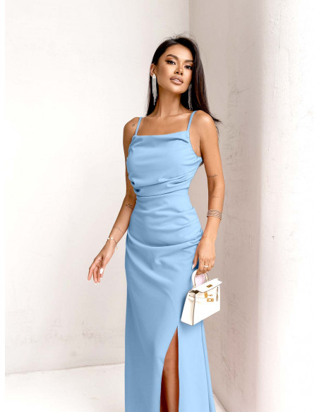 Sukienka maxi na ramiączkach ELEKTRA - błękitna