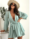 Bawełniany komplet 2w1 kimono i spodenki WYNNE - matcha