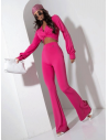 Stylowy komplet crop top i dzwony AVOREA - fuksjowy