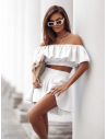 Stylowy komplet crop top ze spodenkami BESSIE - biały