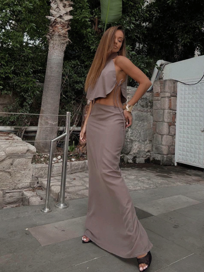 Stylowy lniany komplet 2 w 1 ze...