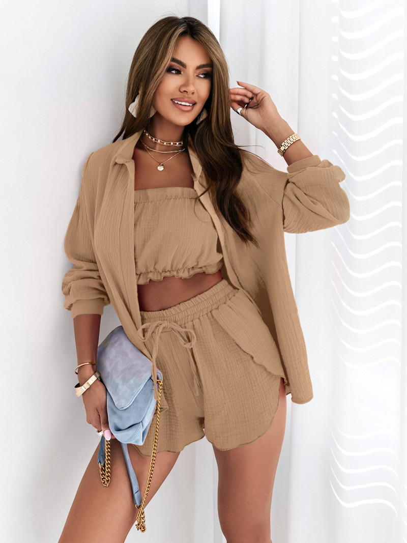 Muślinowy komplet 3w1 MERABI - mocha mousse