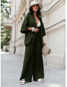 Lniany komplet 2w1 z szerokimi spodniami SHEILA - khaki