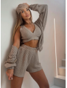 Stylowy wełniany komplet 3w1 SAIGE - mocha mousse