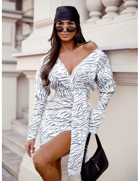 Bawełniana sukienka mini w print VESTINA - wzór 2