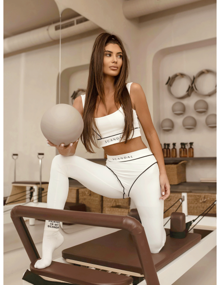 Sportowy komplet top i legginsy LEANDER - biały