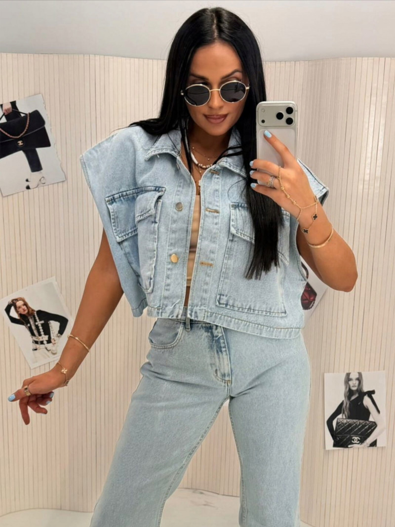 Kamizelka jeansowa oversize ORISSA - niebieska