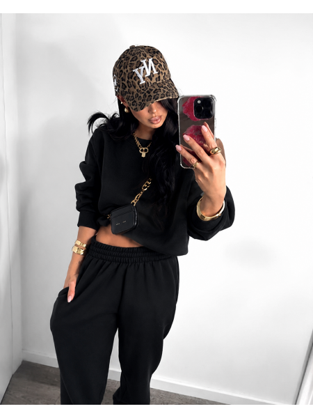 Krótka bluza dresowa oversize GAEL - czarna