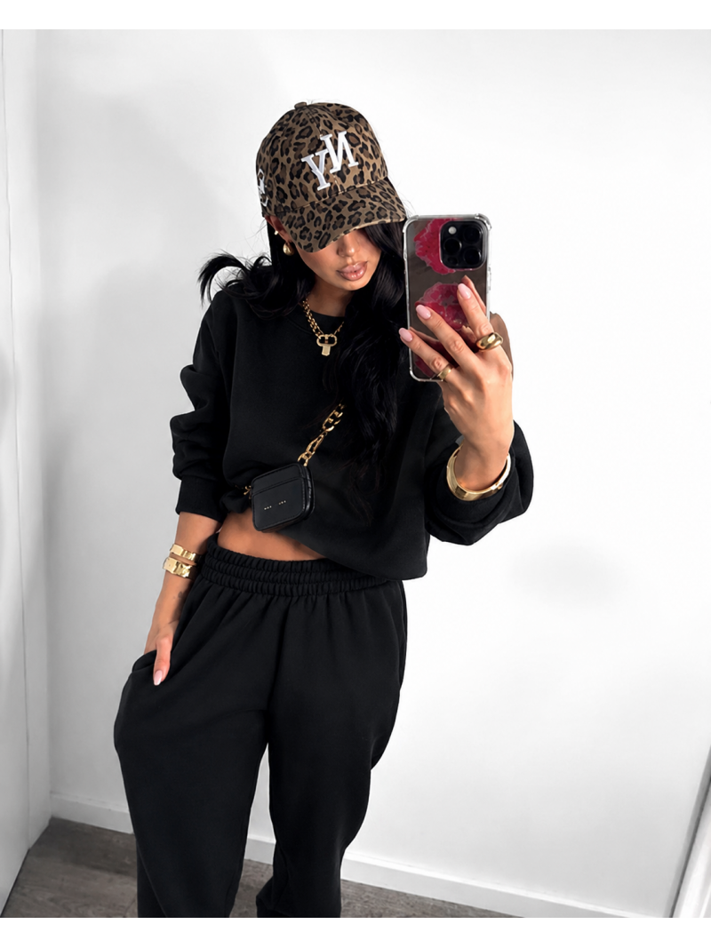 Krótka bluza dresowa oversize GAEL - czarna