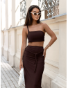 Komplet 2w1 crop top z długą spódnicą ERIA - czekoladowy