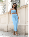 Komplet 2w1 crop top z długą spódnicą ERIA - błękitny