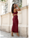 Komplet 2w1 crop top z długą spódnicą ERIA - bordowy