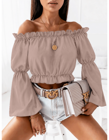 Kobieca bluzka hiszpanka LAVENA - mocha mousse