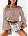 Kobieca bluzka hiszpanka LAVENA - mocha mousse