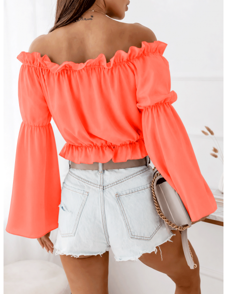 Kobieca bluzka hiszpanka LAVENA - neon orange