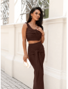 Komplet crop top z maxi spódnicą LUVIA - czekoladowy