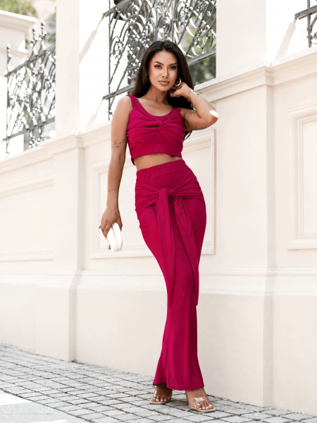 Komplet crop top z maxi spódnicą LUVIA - fuksjowy