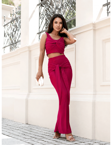Komplet crop top z maxi spódnicą LUVIA - fuksjowy