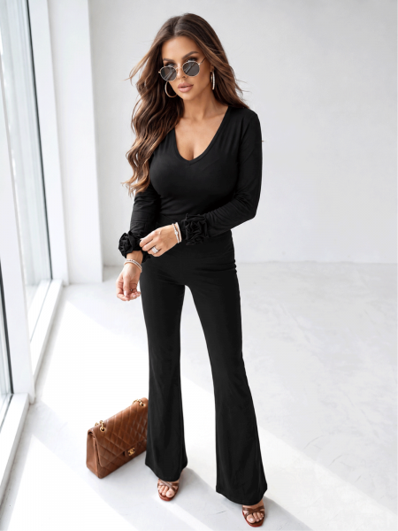 Masełkowe spodnie dzwony REILLY - czarne