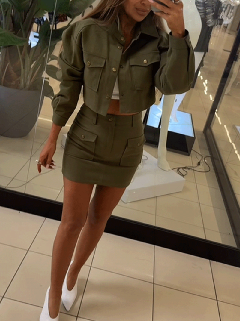 Jeansowa spódnica mini GABY - khaki