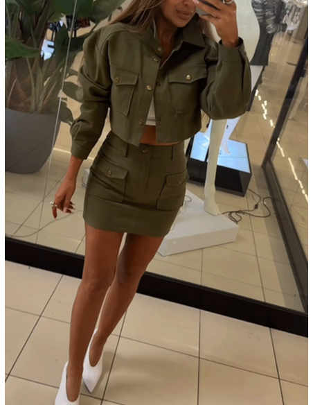 Jeansowa spódnica mini GABY - khaki