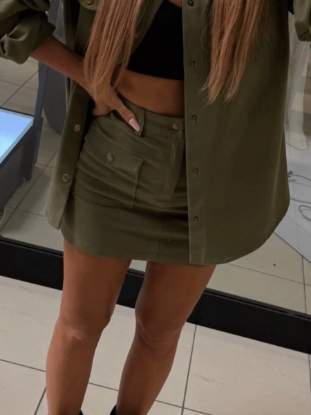 Jeansowa spódnica mini GABY - khaki 2