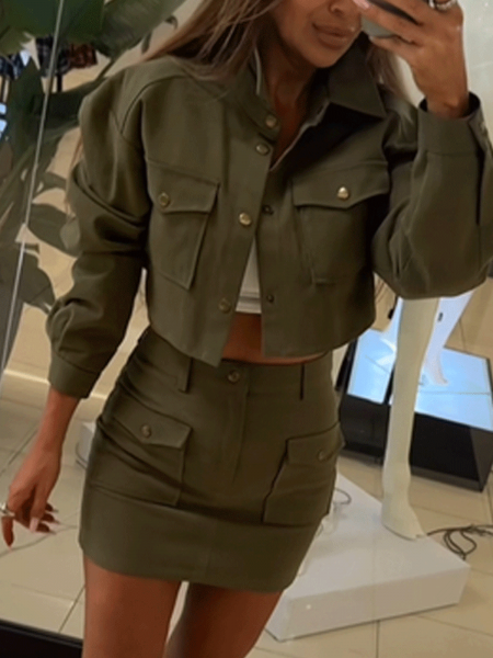 Krótka koszula jeansowa GENIE - khaki