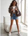 Stylowy pleciony sweter kardigan ARIEL - mocca