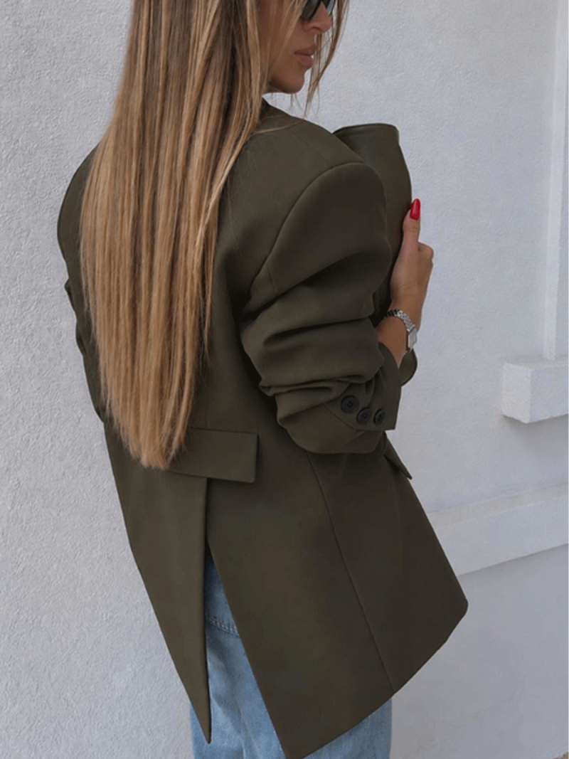 Marynarka oversize z rozcięciem z tyłu NERO - khaki