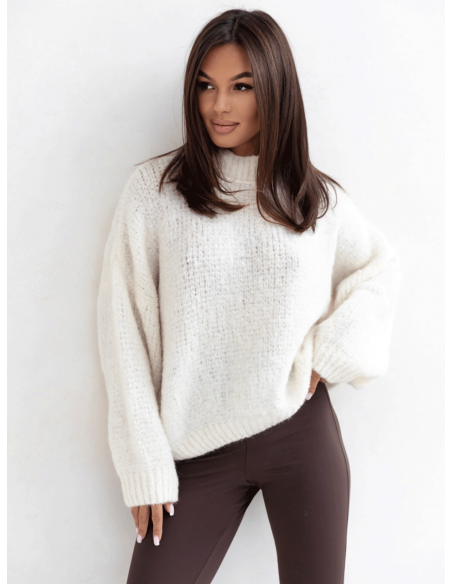 Wełniany sweter oversize EVALYN - ecru