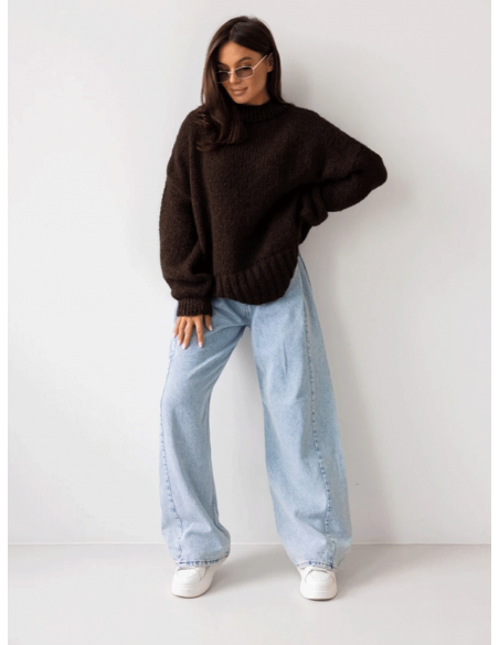 Moherowy sweter oversize MAYA - czekoladowy
