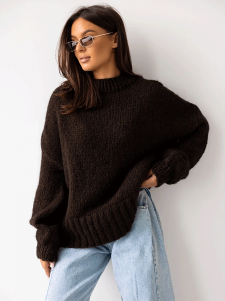 Moherowy sweter oversize MAYA - czekoladowy 2